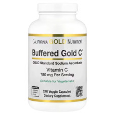 Витамин C буферизованный 750 мг, California Gold Nutrition Buffered Vitamin C, аскорбат натрия, 240 растительных капсул