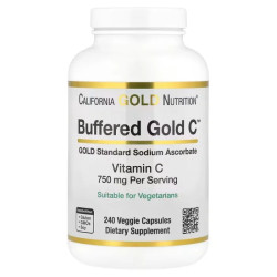 Витамин C буферизованный 750 мг, California Gold Nutrition Buffered Vitamin C, аскорбат натрия, 240 растительных капсул