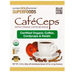 Розчинна кава органік з кордицепсом і рейші, Organic Instant Coffee with Cordyceps and Reishi Mushroom, 30 пакетиків