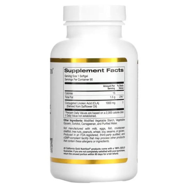 Кон'югована лінолева кислота, CLA, California Gold Nutrition, 1000 мг, 90 гелевих капсул
