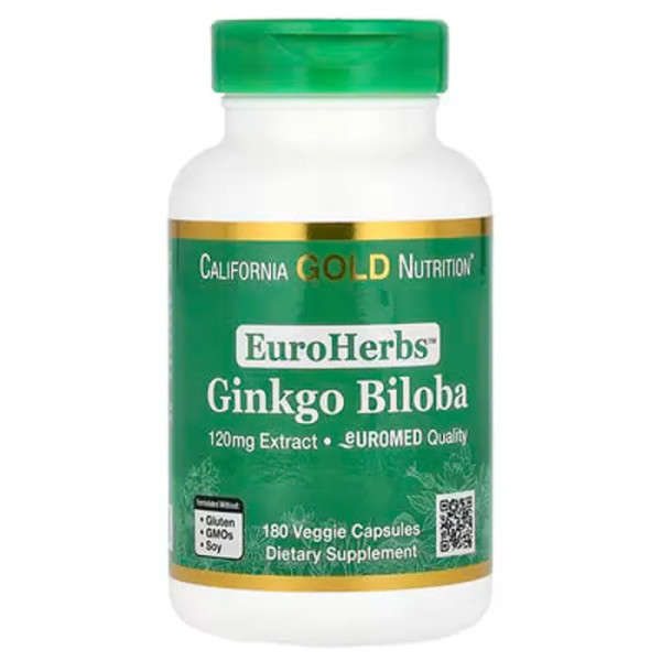 Екстракт гінкго білоба, Ginkgo Biloba Extract, California Gold Nutrition, 120 мг, 180 кап.