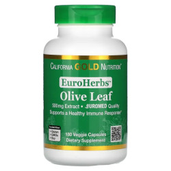 Экстракт листьев оливы 500 мг, California Gold Nutrition Olive Leaf Extract, европейское качество, 180 вегетарианских капсул