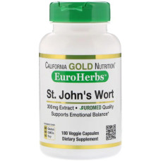 Звіробій 300 мг, California Gold Nutrition St. John's Wort, європейська якість, 180 рослинних капсул