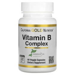 B-комплекс, California Gold Nutrition B-Complex Essential B Vitamin Complex, 60 рослинних капсул