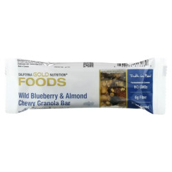 Закусочні батончики, California Gold Nutrition FOODS Bars, дика лохина та мигдаль, 12 шт по 40 г