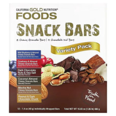 Батончики снеки, California Gold Nutrition Snack Bars, 12 батончиков по 40 г