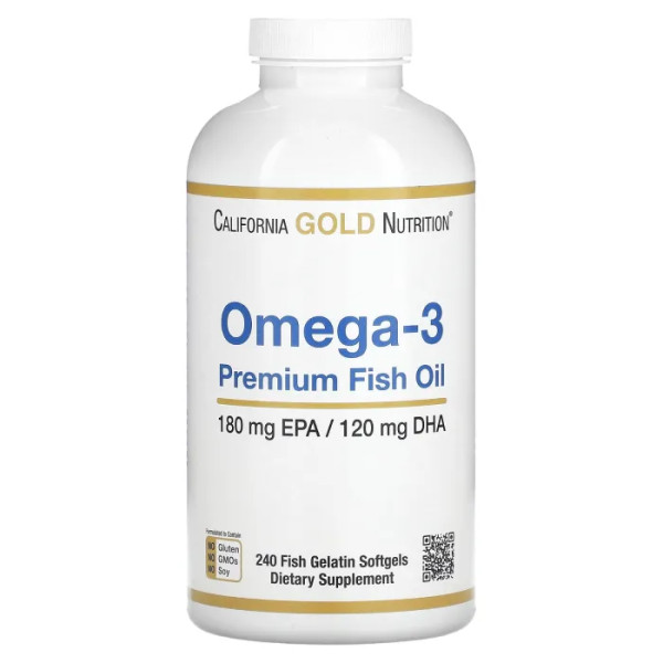 Риб'ячий жир преміум, Omega-3, Premium Fish Oil, California Gold Nutrition, 240 капсул