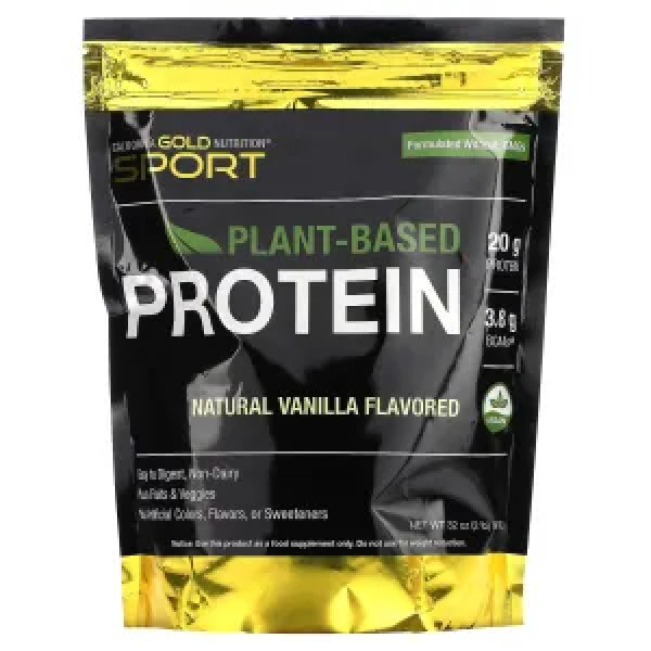Рослинний протеїн, Plant-Based Protein, California Gold Nutrition, зі смаком ванілі, 907 г