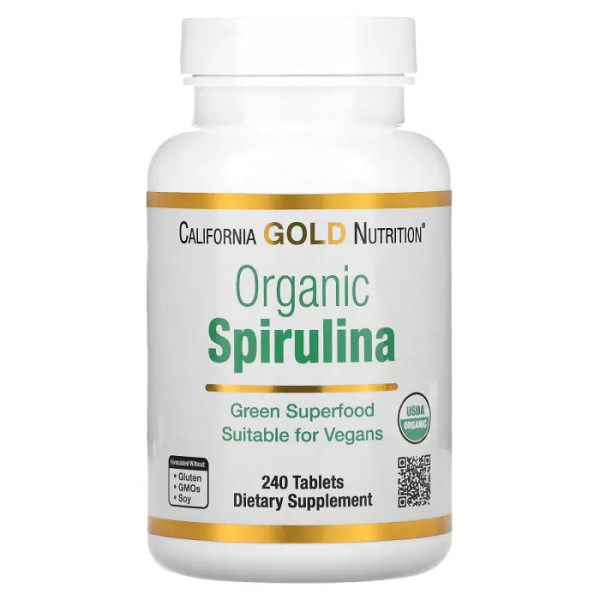 Спіруліна, Organic Spirulina, California Gold Nutrition, органік, 500 мг, 240 таблеток