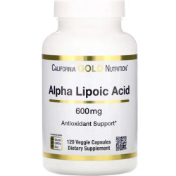 Альфа-ліпоєва кислота 600 мг, California Gold Nutrition Alpha Lipoic Acid, 120 рослинних капсул