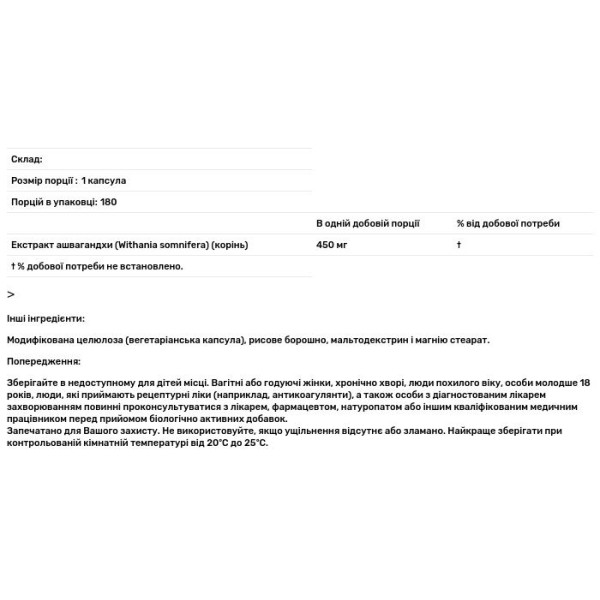 Ашвагандха, Ashwagandha, California Gold Nutrition, 450 мг, 180 капсул