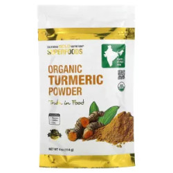 Куркума, органический порошок Turmeric California Gold Nutrition SUPERFOODS, 114 г