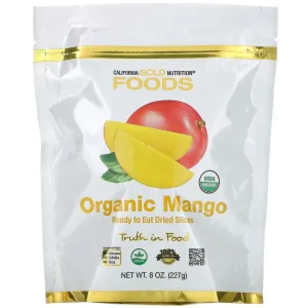 Манго, сушені слайси, Mango, California Gold Nutrition, органік, готові до вживання, 227 г