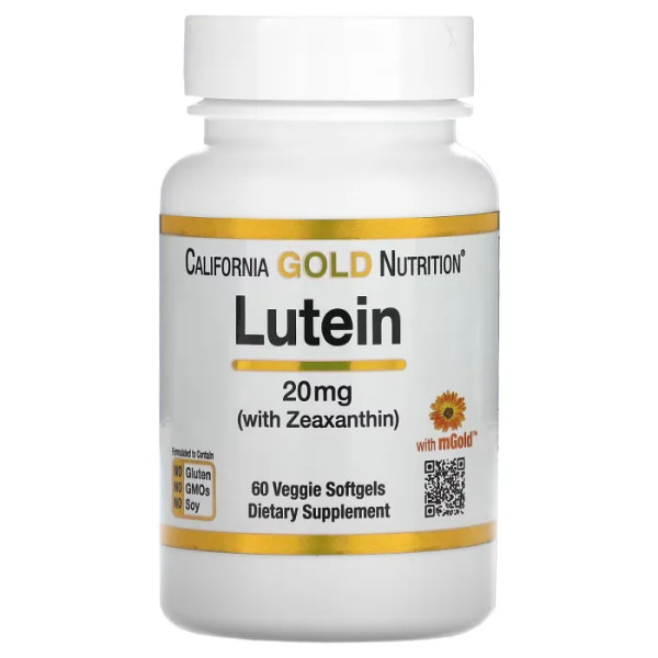 Лютеїн із зеаксантином, Lutein with Zeaxanthin, California Gold Nutrition, 20 мг, 60 вегетаріанських капсул