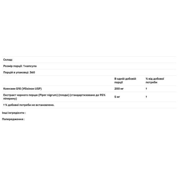 Коензим Q10 USP з біоперином, CoQ10 USP with Bioperine, California Gold Nutrition, 200 мг, 360 капсул