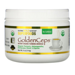 Органічна куркума з адаптогенами, California Gold Nutrition GoldCeps Organic Turmeric with Adaptogens, 114 г