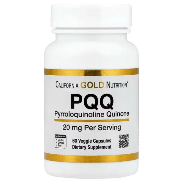 Пірролохінолінхінон, PQQ, California Gold Nutrition, 20 мг, 60 рослинних капсул