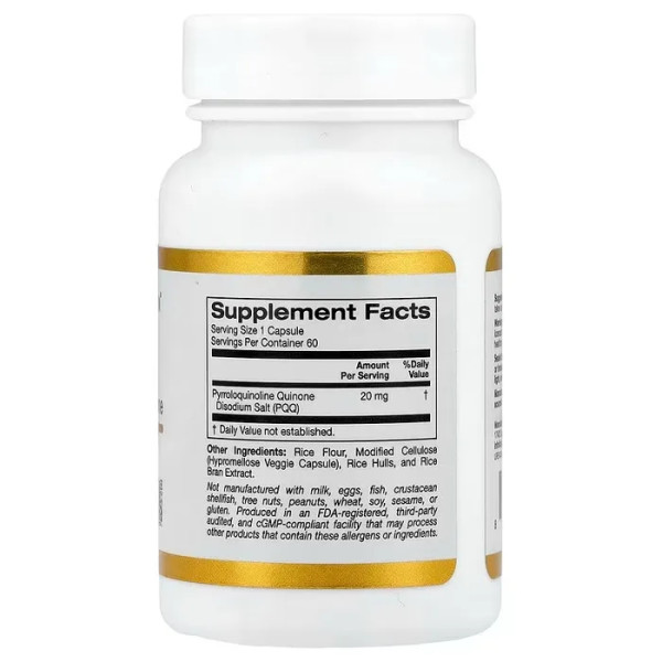 Пірролохінолінхінон, PQQ, California Gold Nutrition, 20 мг, 60 рослинних капсул