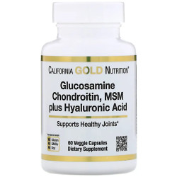 Глюкозамин + хондроитин + MSM + гиалуроновая кислота, California Gold Nutrition Glucosamine Chondroitin MSM plus Hyaluronic Acid, 60 капсул