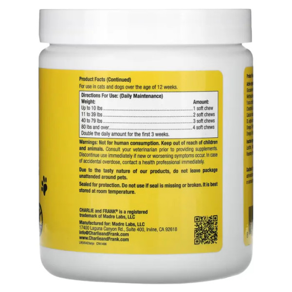 Здорові суглоби плюс Омега, для кішок та собак, Pet Advanced Hip & Joint Plus Omegas, For Cats & Dogs, Charlie & Frank, 120 м'яких жувальних таблеток, 288 г