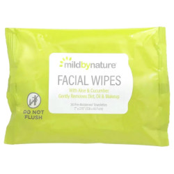 Салфетки для лица алоэ и огурец, Mild By Nature Aloe & Cucumber Facial Wipes, 30 шт