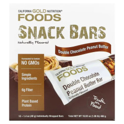 Закусочні батончики California Gold Nutrition FOODS Bars, подвійний шоколад з арахісовим маслом, 12 шт по 40 г