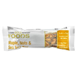 Закусочні батончики, California Gold Nutrition FOODS Bars, клен, горіхи та морська сіль, 12 шт по 40 г