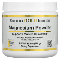 Магний порошок напиток вкус апельсина, California Gold Nutrition Magnesium Powder Beverage, 380 г