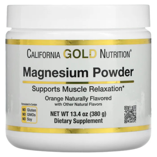 Магній в порошку з апельсиновим смаком, Magnesium Powder Beverage, California Gold Nutrition, 380 г