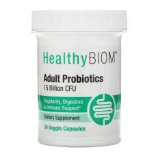 Пробіотики для дорослих 15 млрд КУО, HealthyBiom Adult Probiotics, 30 вегетаріанських капсул