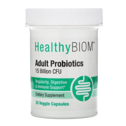Пробіотики для дорослих 15 млрд КУО, HealthyBiom Adult Probiotics, 30 вегетаріанських капсул