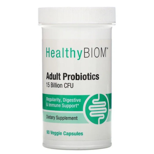 Пробіотики для дорослих, Adult Probiotics, HealthyBiom, 15 млрд КУО, 90 вегетаріанських капсул