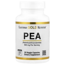 ПЭА 600 мг, PEA Palmitoylethanolamide California Gold Nutrition, 30 вегетарианских капсул, 300 мг в капсуле