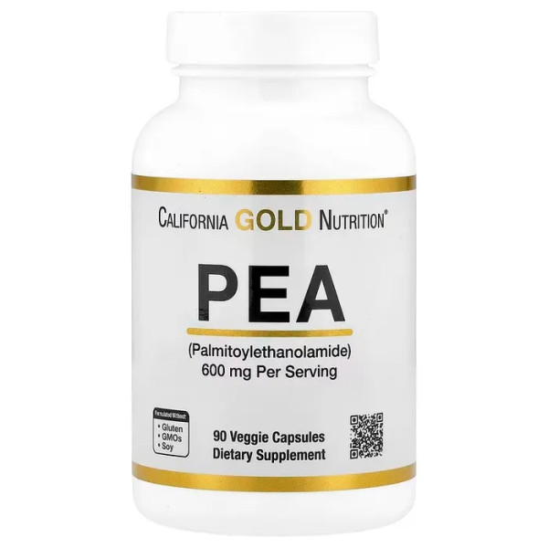 ПЕА (пальмітоілетаноламід), PEA (Palmitoylethanolamide), California Gold Nutrition, 90 рослинних капсул (300 мг у капсулі)