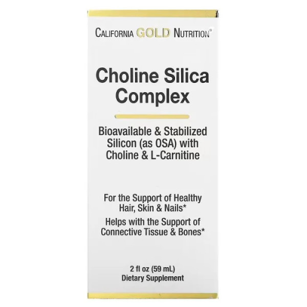 Холін з кремнієм та L-карнітином, Choline Silica Complex, California Gold Nutrition, біодоступний та стабілізований, 59 мл