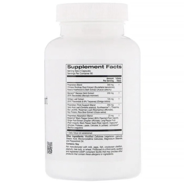 Поліпшення пам'яті і роботи мозку, Think Support, ZOI Research, 180 капсул