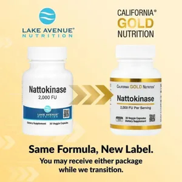 Наттокіназа, протеолітичний фермент, Nattokinase, California Gold Nutrition, 2000 FU, 30 вегетаріанських капсул