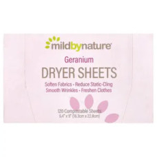 Антистатичні серветки, Dryer Sheets Mild By Nature, аромат герань, 120 шт