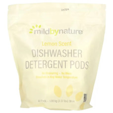 Капсули для посудомийної машини, лимон, Mild By Nature Automatic Dishwashing Detergent Pods, 60 капсул, 1,08 кг
