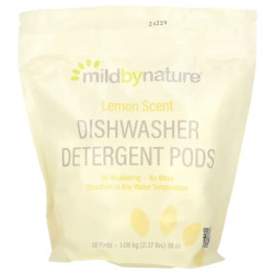 Капсули для посудомийної машини, лимон, Mild By Nature Automatic Dishwashing Detergent Pods, 60 капсул, 1,08 кг