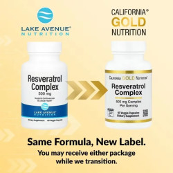 Ресвератрол комплекс 500 мг, Resveratrol Complex California Gold Nutrition, 60 веганських капсул