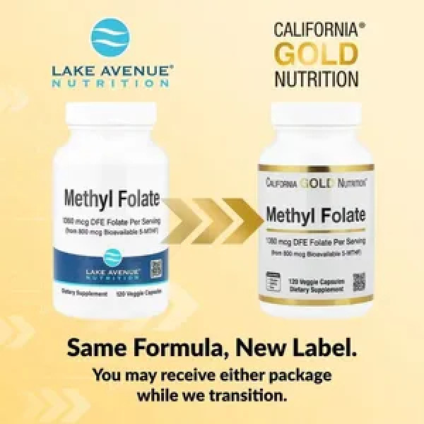 Метилфолат та вітамін С, Methyl Folate and Vitamin C, California Gold Nutrition, 120 рослинних капсул