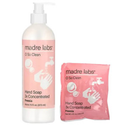 Мыло для рук, тройная концентрация, аромат фрезии, Madre Labs Hand Soap, 118 мл, 1 пакетик + многоразовая бутылка