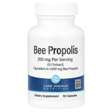 Бджолиний прополіс 1000 мг, Lake Avenue Nutrition Bee Propolis 5:1 Extract, 90 вегетаріанських капсул