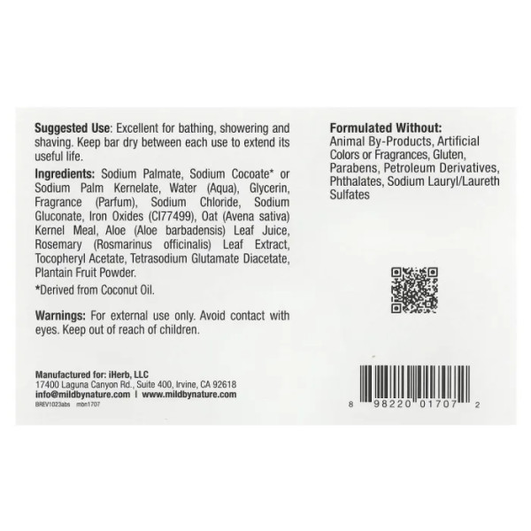 Мило африканське, African Black Bar Soap, Mild By Nature, чорне, з вівсом та подорожником, 141 г