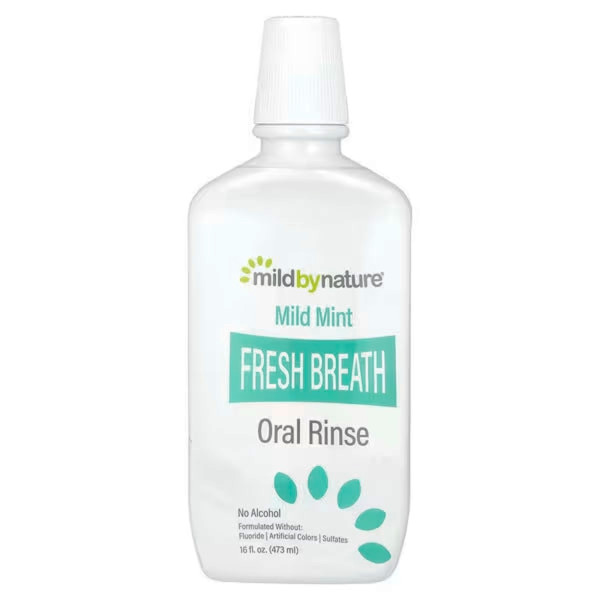 Ополіскувач для рота, свіже дихання, Fresh Breath Oral Rinse, Mild By Nature, без спирту, з легкою м'ятою, 473 мл.