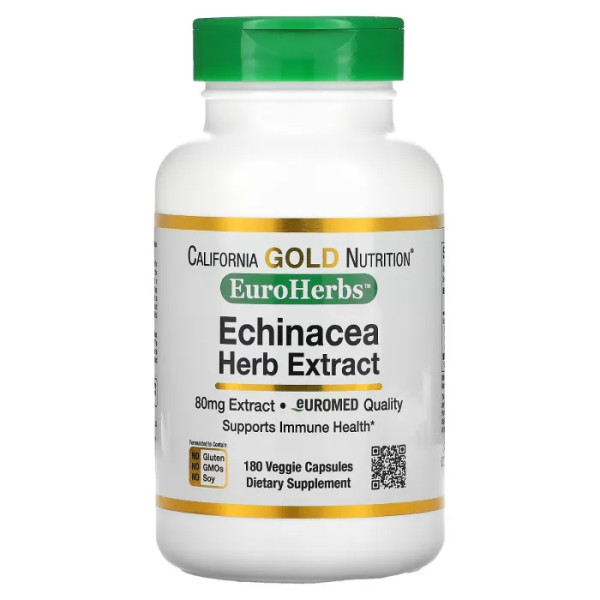 Ехінацея, Echinacea, California Gold Nutrition, 400 мг, 180 кап.