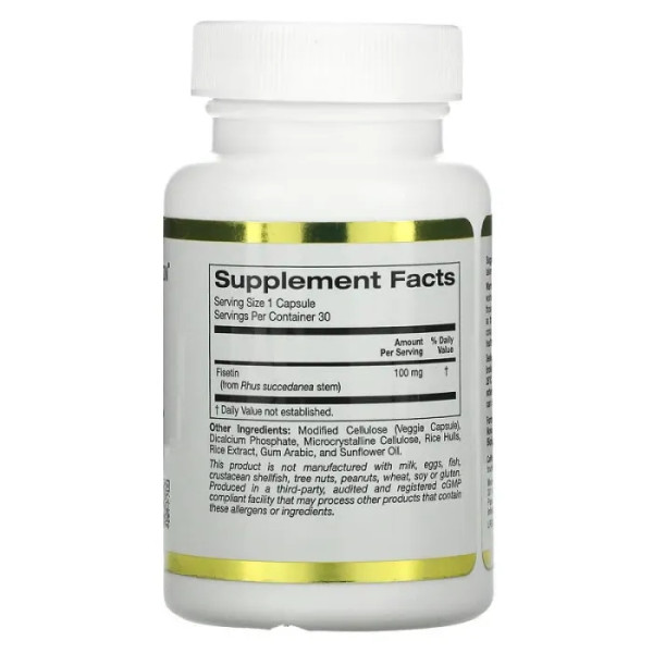 Фізетин, Fisetin with Novusetin, California Gold Nutrition, 100 мг, 30 вегетаріанських капсул