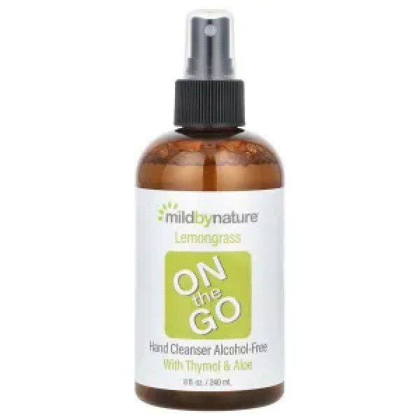 Спрей очищаючий для рук, без спирту, Hand Cleanser, Mild By Nature, On The Go, з лемонграсом, з тимолом і алое, 240 мл