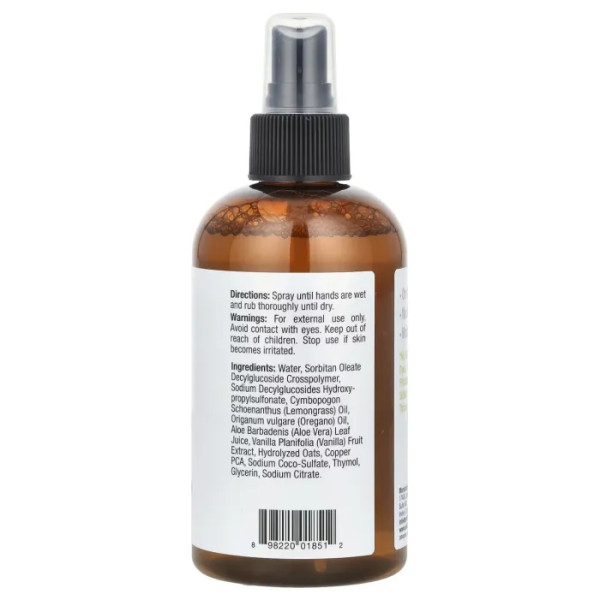 Спрей очищаючий для рук, без спирту, Hand Cleanser, Mild By Nature, On The Go, з лемонграсом, з тимолом і алое, 240 мл